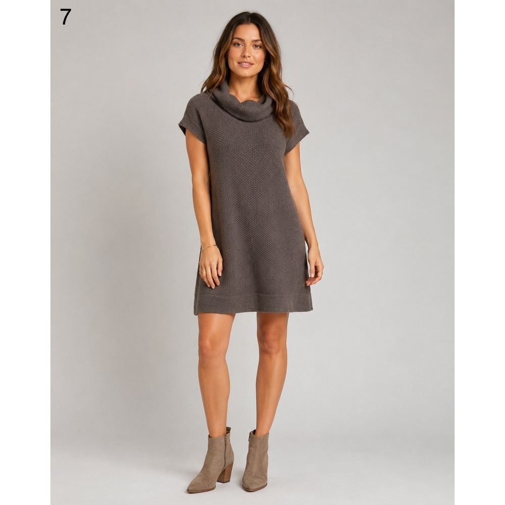 Classiques Entier Sweater Dress Womens XS Brown 100% Merino Wool Cable Knit